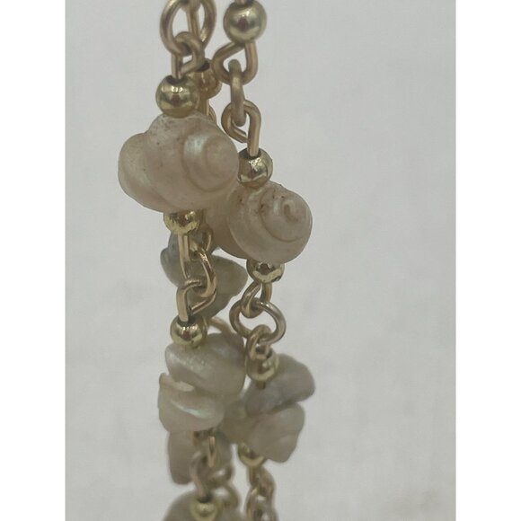 Vintage Gold-Tone Dangle Earrings Beads Shell Accents Boho - Picture 4 of 4